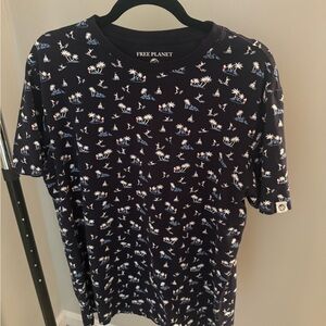 Free Planet Short Sleeve T-shirt SURFER HULA ISLAND Tropical 95% COTTON: MEN XL